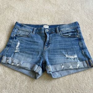 Sneak Peek Blue Jean Shorts Distressed Mid-Rise